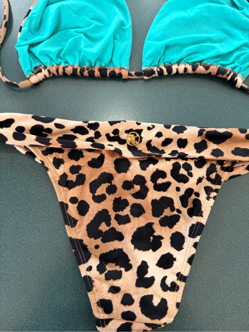 Vix Paula Hermanny Leopard Aqua Triangle Bikini Set - Picture 9 of 16